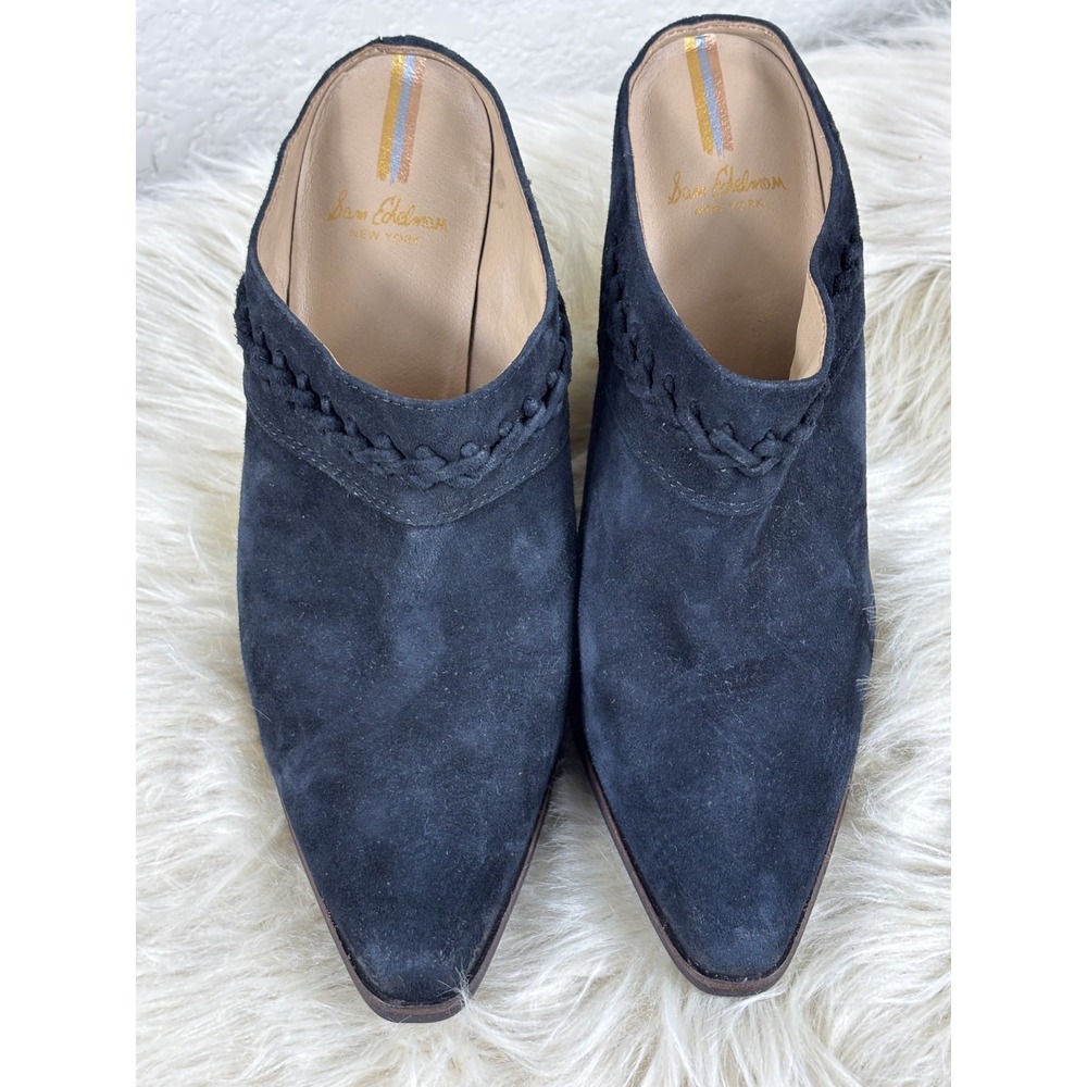 Sam Edelman Alison Mule Womens 8.5 Black Suede NWT Block Heel Western - Picture 5 of 10